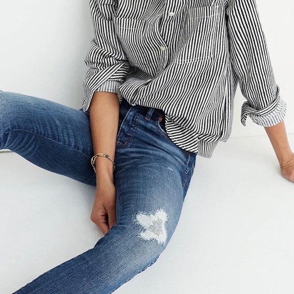 Madewell 9” High Rise Skinny Stretch Denim Distressed Jean Allegra Wash 26 - Picture 3 of 16